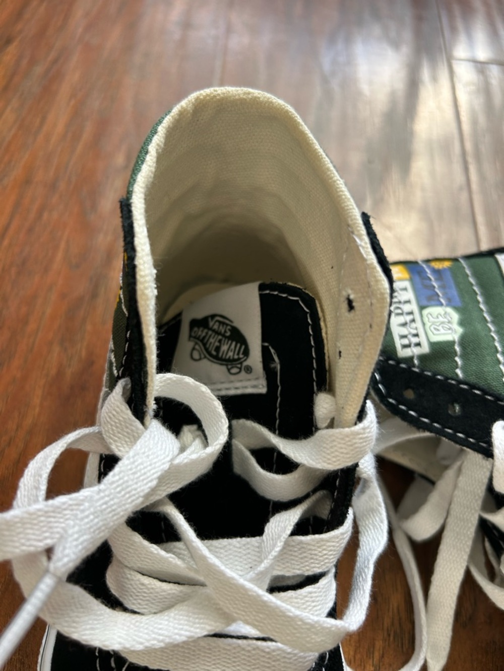 Vans Green & Black High Top Skate Sneakers with White Stripe Kid’s Shoe - Picture 8 of 11